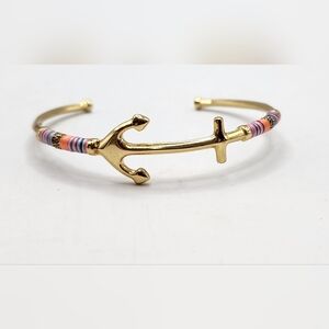 Stella and Dot anchor cuff bracelet Gold Tone